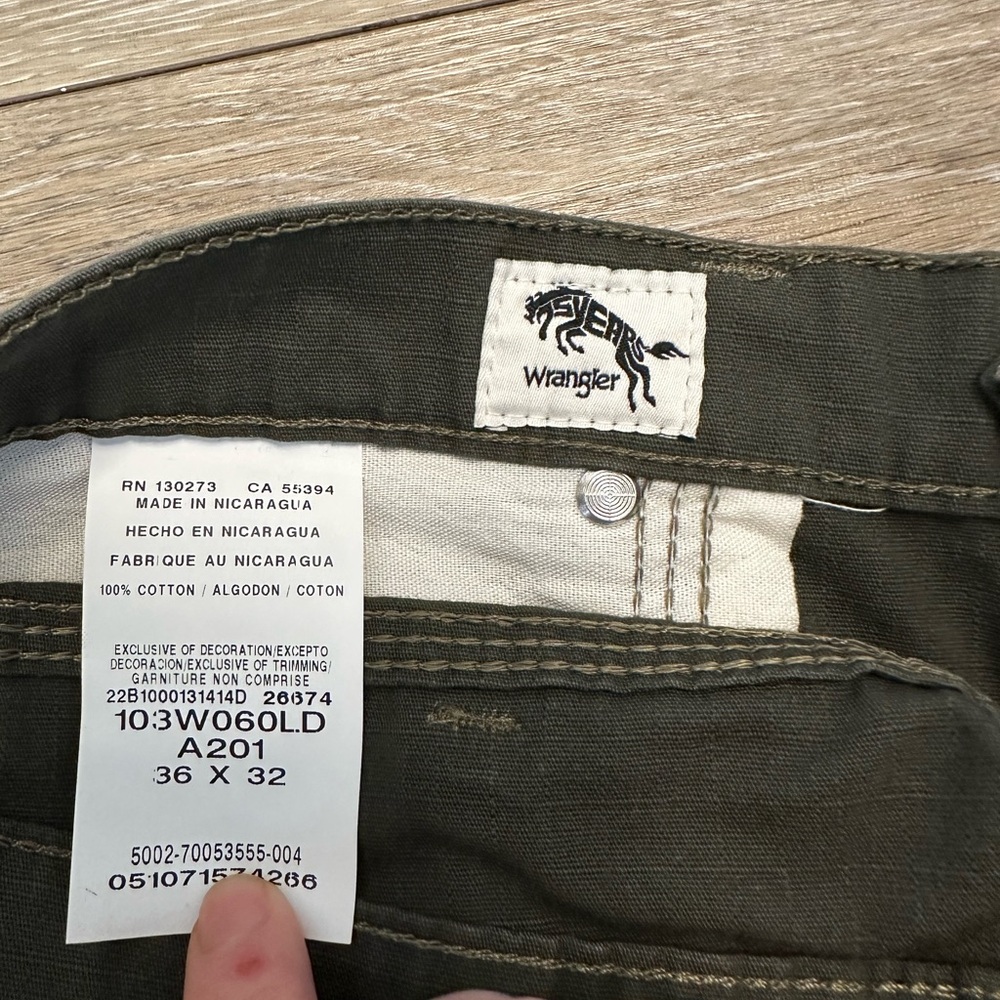 Wrangler Riggs Workwear Ripstop Ranger Olive Green Cargo Pants - Picture 3 of 4